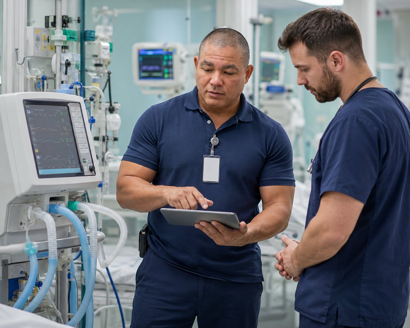 BiomedRx technician performing biomedical equipment certification to protect patient safety