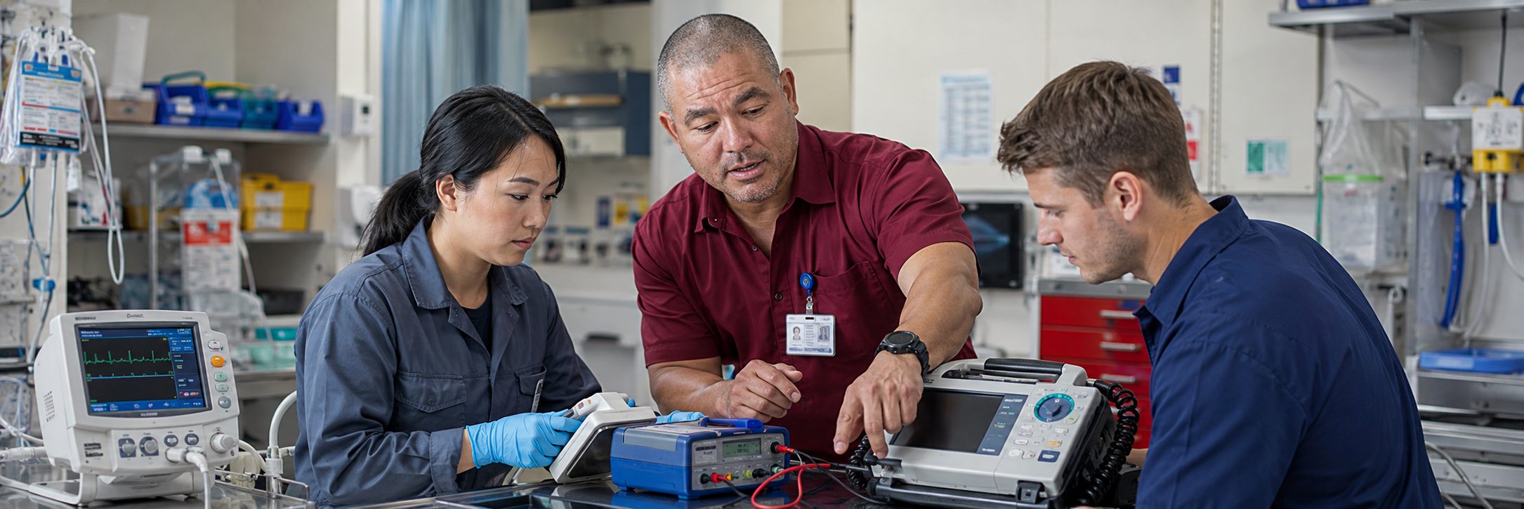 Anesthesia machine preventive maintenance | BiomedRx HTM services Biomedical equipment technicians performing anesthesia machine preventive maintenance