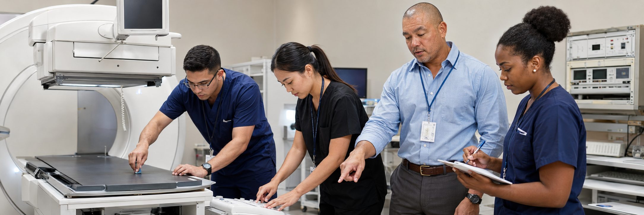 Biomedical equipment technicians training on anesthesia machine service procedures Biomedical equipment technicians training on anesthesia machine service procedures