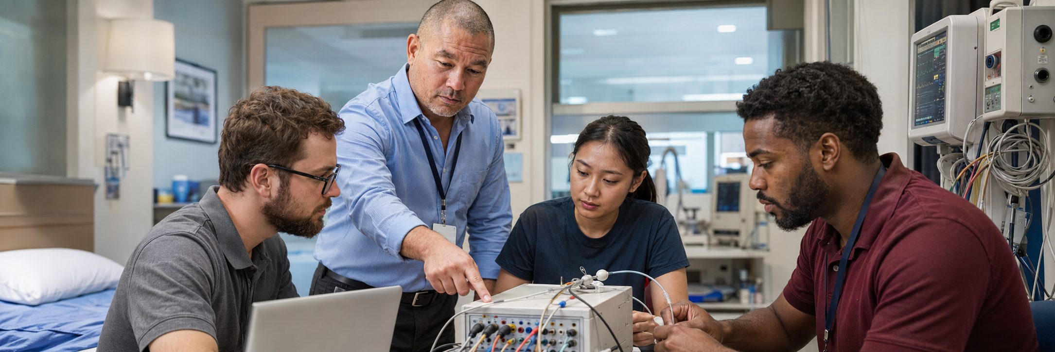 Cath lab imaging equipment service and C-arm maintenance | BiomedRx Medical imaging equipment service on a cath lab C-arm and patient monitoring system