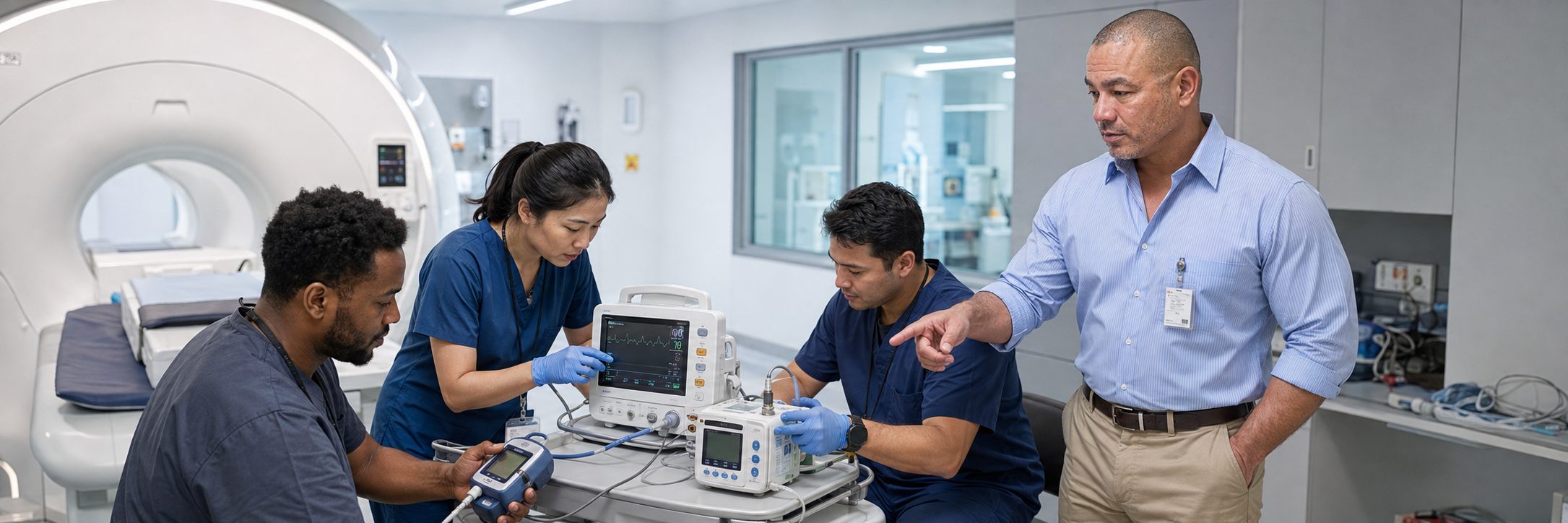 MRI suite patient monitor calibration | BiomedRx HTM services Patient monitor calibration and infusion pump testing in an MRI imaging suite